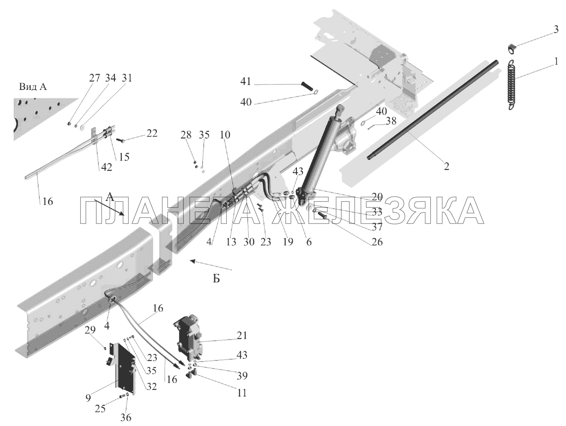 Механизм подъема кабины МАЗ-6303A3, 6303A5